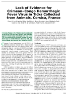 Lack of Evidence for CrimeanCongo Hemorrhagic Fever Virus in Ticks Collected from Animals Corsica France