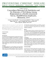 Concordance Between Life Satisfaction and Six Elements of WellBeing Among Respondents to a Health Assessment Survey HealthPartners Employees Minnesota 2011