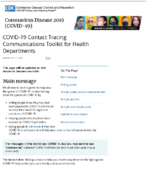 COVID19 contact tracing communications toolkit for health departments Oct 21 2020