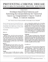 EvidenceBased Interventions and Screening Recommendations for Colorectal Cancer in Comprehensive Cancer Control Plans A Content Analysis
