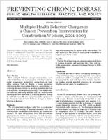 Multiple Health Behavior Changes in a Cancer Prevention Intervention for Construction Workers 20012003