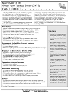 2001 Niger Ages 1315 Global Youth Tobacco Survey GYTS Fact Sheet