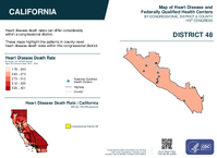 CA Congressional District 48 Heart Disease and Federally Qualified Health Centers Map 119th Congress