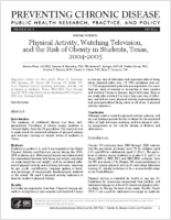 Physical Activity Watching Television and the Risk of Obesity in Students Texas 20042005