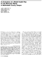 An evaluation of a model health plan for the medically needy in Multnomah County Oregon
