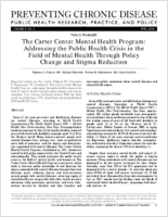 The Carter Center Mental Health Program Addressing the Public Health Crisis in the Field of Mental Health Through Policy Change and Stigma Reduction
