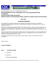 Environmental Health Competency Project Recommendations for Core Competencies for Local Environmental Health Practitioners May 2001