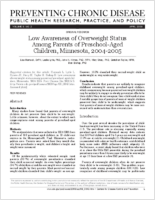 Low Awareness of Overweight Status Among Parents of PreschoolAged Children Minnesota 20042005