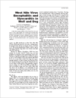 West Nile Virus Encephalitis and Myocarditis in Wolf and Dog