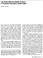 The Gross National Health Product A Proposed Population Health Index