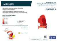 MI Congressional District 09 Heart Disease and Federally Qualified Health Centers Map 118th Congress
