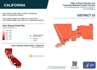 CA Congressional District 25 Heart Disease and Federally Qualified Health Centers Map 119th Congress