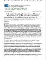 Methods for Translating EvidenceBased Behavioral Interventions for HealthDisparity Communities