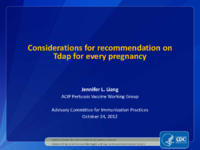Considerations for recommendation on Tdap for every pregnancy