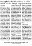 Linking Public Health Academia To Public Health Practice Through Program Evaluation