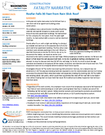 Construction Fatality Narrative Roofer Falls 30 Feet from Rain Slick Roof 2021
