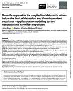 Quantile Regression for Longitudinal Data with Values Below the Limit of Detection and TimeDependent Covariates  Application to Modeling Carbon Nanotube and Nanofiber Exposures