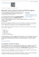 Chemical Weapons Elimination Methods used to destroy chemical warfare agents