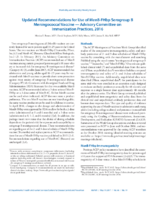 Updated Recommendations for Use of MenBFHbp Serogroup B Meningococcal Vaccine  Advisory Committee on Immunization Practices 2016
