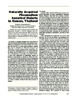 Naturally Acquired Plasmodium knowlesi Malaria in Human Thailand