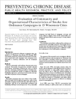 Evaluation of Community and Organizational Characteristics of Smokefree Ordinance Campaigns in 15 Wisconsin Cities