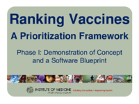 Ranking vaccines  a prioritization framework Phase I demonstration of concept and a software blueprint