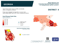 GA Congressional District 09 Heart Disease and Federally Qualified Health Centers Map 118th Congress