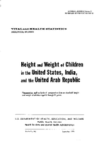 Height and Weight of Children in the United States India and the United Arab Republic