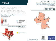 TX Congressional District 20 Heart Disease and Federally Qualified Health Centers Map 119th Congress