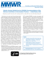 Measles Mumps Rubella Vaccine PRIORIX Recommendations of the Advisory Committee on Immunization Practices  United States 2022