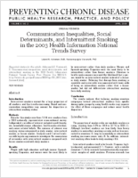 Communication Inequalities Social Determinants and Intermittent Smoking in the 2003 Health Information National Trends Survey