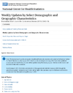 Weekly updates by select demographic and geographic characteristics Provisional Death Counts for Coronavirus Disease COVID19 20210106