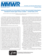 Advisory Committee on Immunization Practices Recommended Immunization Schedule for Adults Aged 19 Years or Older  United States 2016