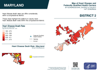 MD Congressional District 02 Heart Disease and Federally Qualified Health Centers Map 119th Congress