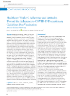 Healthcare Workers Adherence and Attitudes Toward the Adherence to COVID19 Precautionary Guidelines PostVaccination A CrossSectional Pilot Study