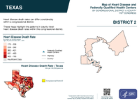TX Congressional District 02 Heart Disease and Federally Qualified Health Centers Map 119th Congress