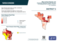 WI Congressional District 03 Heart Disease and Federally Qualified Health Centers Map 119th Congress