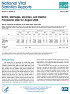 Births Marriages Divorces and Deaths Provisional Data for August 2008