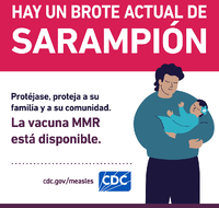Hay un Brote Actual de Sarampin La vacuna MMR esta Disponible grfico en redes sociales