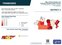 TN Congressional District 04 Heart Disease and Federally Qualified Health Centers Map 119th Congress