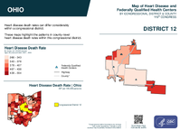 OH Congressional District 12 Heart Disease and Federally Qualified Health Centers Map 119th Congress