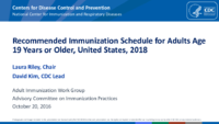 Recommended Immunization Schedule for Adults Age 19 Years or Older United States 2018