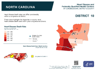 NC Congressional District 10 Heart Disease and Federally Qualified Health Centers Map 118th Congress