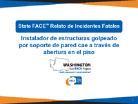 Instalador de estructuras golpeado por soporte de pared cae a travs de abertura en el piso Washington 712742026SP