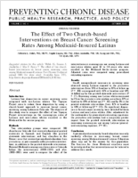 The Effect of Two Churchbased Interventions on Breast Cancer Screening Rates Among MedicaidInsured Latinas