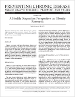A Health Disparities Perspective on Obesity Research