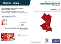 PA Congressional District 03 Heart Disease and Federally Qualified Health Centers Map 119th Congress