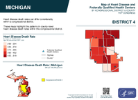 MI Congressional District 04 Heart Disease and Federally Qualified Health Centers Map 119th Congress