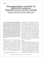 Fluoroquinolones and Risk for MethicillinResistant Staphylococcus aureus Canada