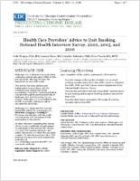 Health Care Providers Advice to Quit Smoking National Health Interview Survey 2000 2005 and 2010
